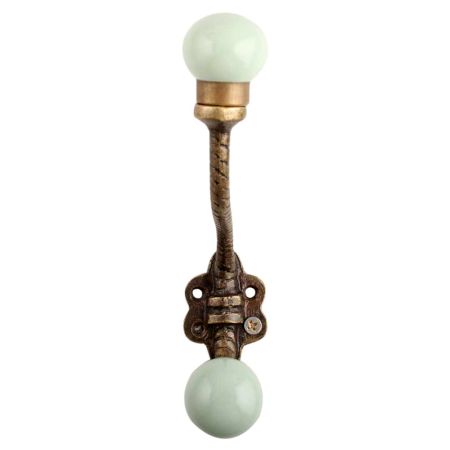 Sage Green Ceramic Floral Iron Hooks-EHG-91